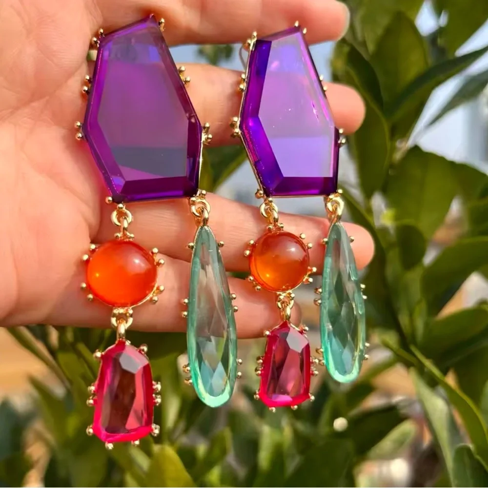 Francesca - 2025 New Trend Colorful Dangle Long Earrings - Picture 1 of 6